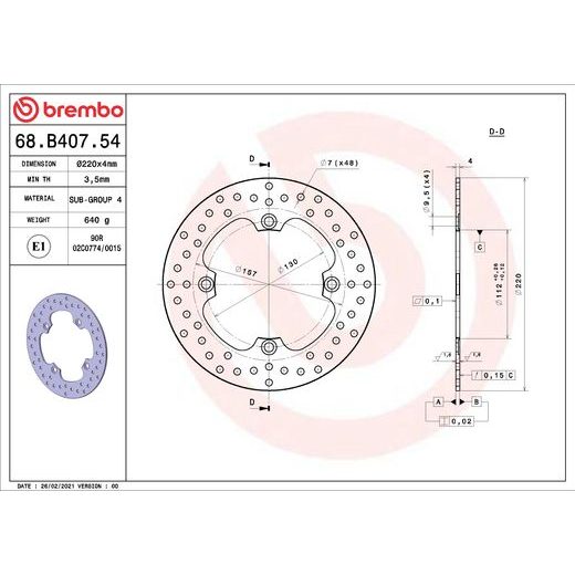 KOČIONA DISK BREMBO 68B40754 FIX