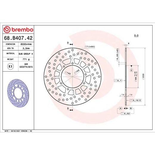 KOČIONA DISK BREMBO 68B40742 FIX