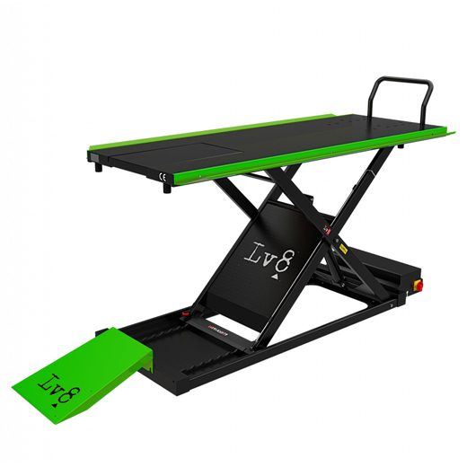 MOTORCYCLE LIFT LV8 GOLDRAKE 400 FLOOR VERSION EG400P.G WITH FOOT PEDAL PUMP (BLACK AND GREEN RAL 6018)