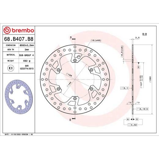 KOČIONA DISK BREMBO 68B407B8 FIX