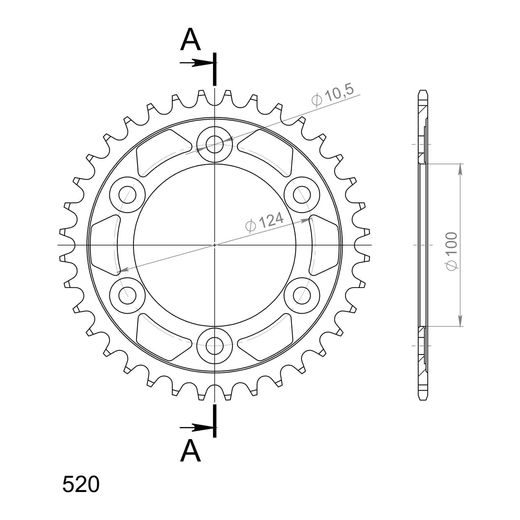 LANČENIK ZADNJI SUPERSPROX RFE-735:36-BLK CRNI 36T, 520