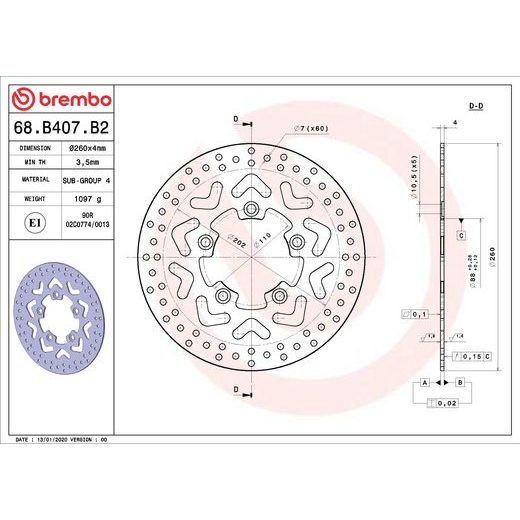 KOČIONA DISK BREMBO 68B407B2 FIX