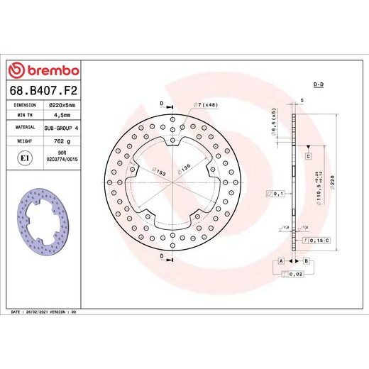 KOČIONA DISK BREMBO 68B407F2 FIX