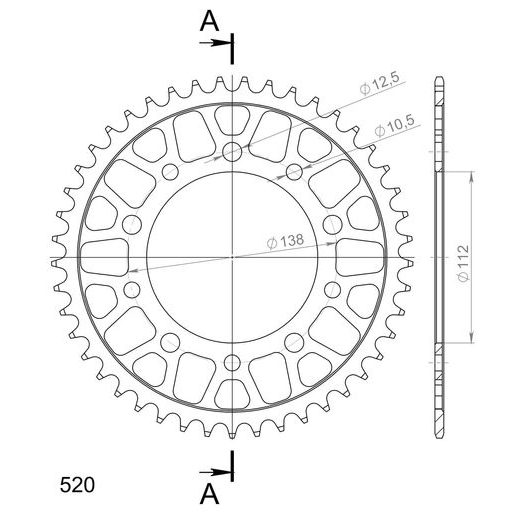 LANČENIK ZADNJI SUPERSPROX RFE-1303:45-BLK CRNI 45T, 520