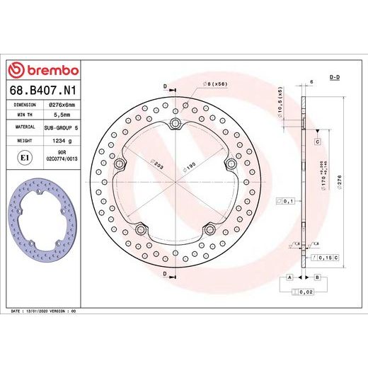 KOČIONA DISK BREMBO 68B407N1 FIX