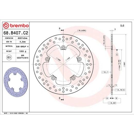 KOČIONA DISK BREMBO 68B407C2 FIX