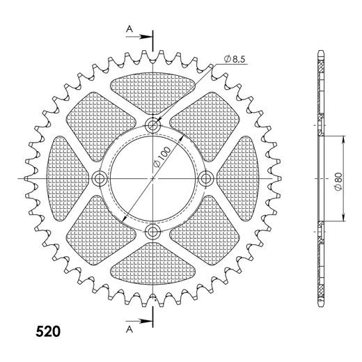 REAR ALU SPROCKET SUPERSPROX RAL-2802/2:48-RED CRVEN 48T, 520