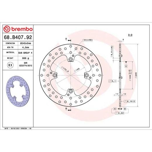 KOČIONA DISK BREMBO 68B40792 FIX