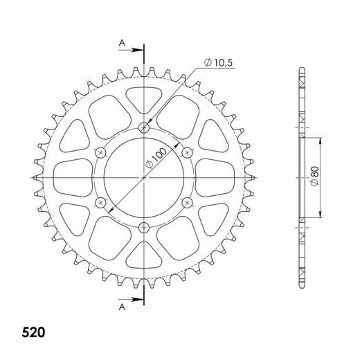 REAR ALU SPROCKET SUPERSPROX RAL-7094:42-GLD ZLATO 41T, 520