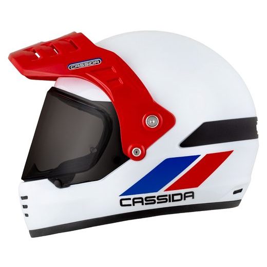 MOTOCROSS HELMET CASSIDA FORMX FLATOUT WHITE/ BLUE/ RED/ RED PEAK XL