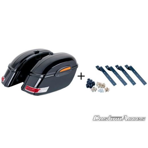 RIGID SADDLEBAG CUSTOMACCES TOURING AMZ002N CRNI PAIR, WITH KF UNIVERSAL SUPPORT