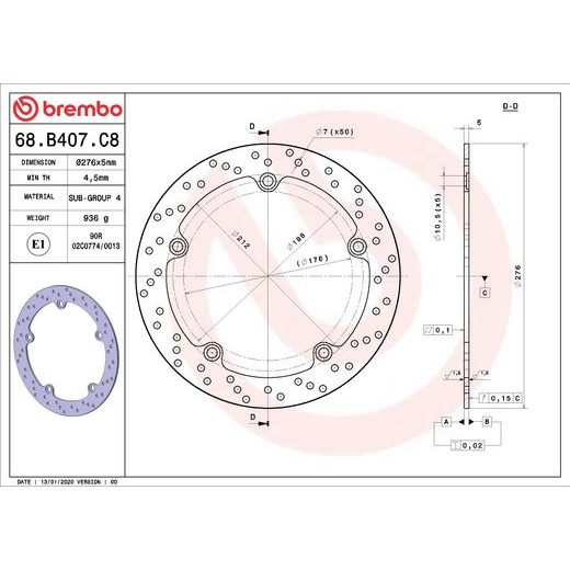 KOČIONA DISK BREMBO 68B407C8 FIX