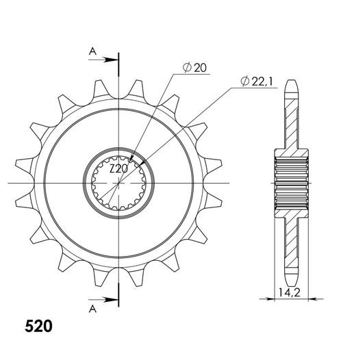 PREDNJI LANČANIK SUPERSPROX CST-406:16 16T, 520