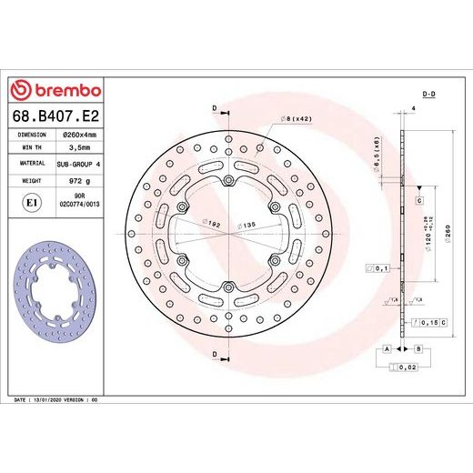 KOČIONA DISK BREMBO 68B407E2 FIX