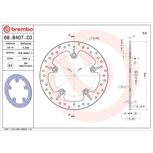 KOČIONA DISK BREMBO 68B407C0 FIX