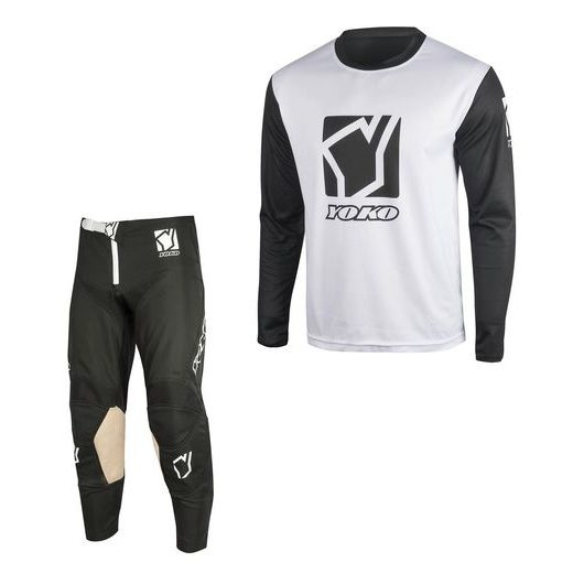 SET OF MX PANTS AND MX JERSEY YOKO SCRAMBLE BLACK; WHITE/BLACK 36 (XL)