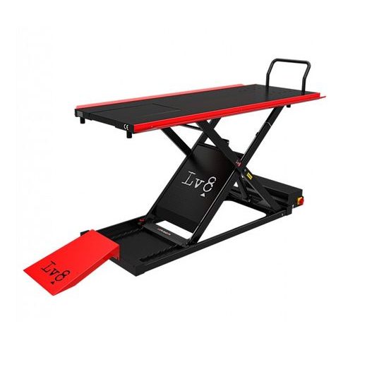 MOTORCYCLE LIFT LV8 GOLDRAKE 400 FLOOR VERSION EG400O.R WITH AIR PUMP (BLACK AND RED RAL 3002)