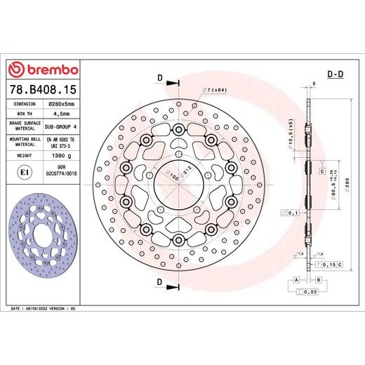 KOČIONA DISK BREMBO 78B40815 FLOATING