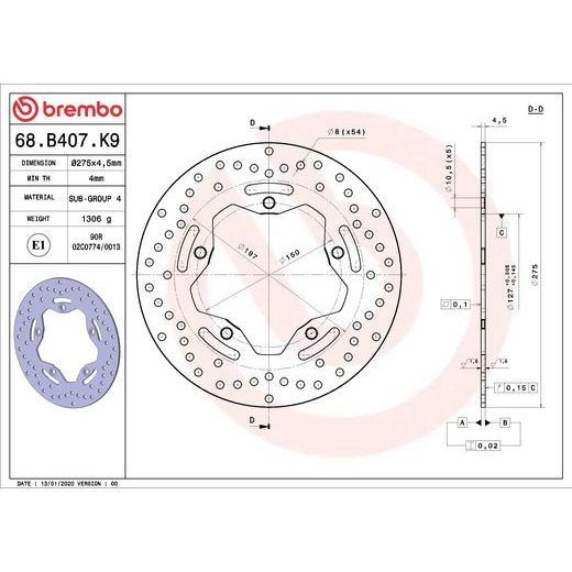 KOČIONA DISK BREMBO 68B407K9 FIX