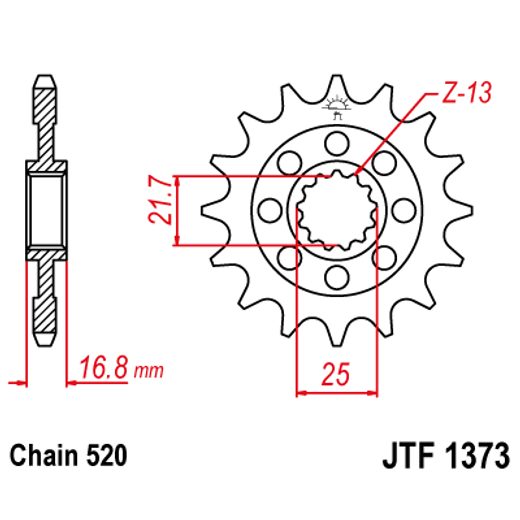 PREDNJI LANČANIK JT JTF 1373-16RB 16T, 520 RUBBER CUSHIONED