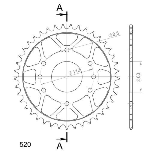 LANČENIK ZADNJI SUPERSPROX RFE-905:41-BLK CRNI 41T, 520