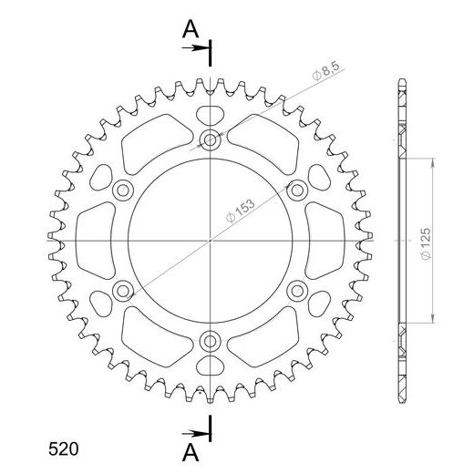 REAR ALU SPROCKET SUPERSPROX RAL-210:47-RED CRVEN 47T, 520