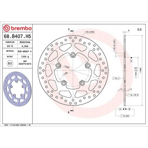 KOČIONA DISK BREMBO 68B407H5 FIX