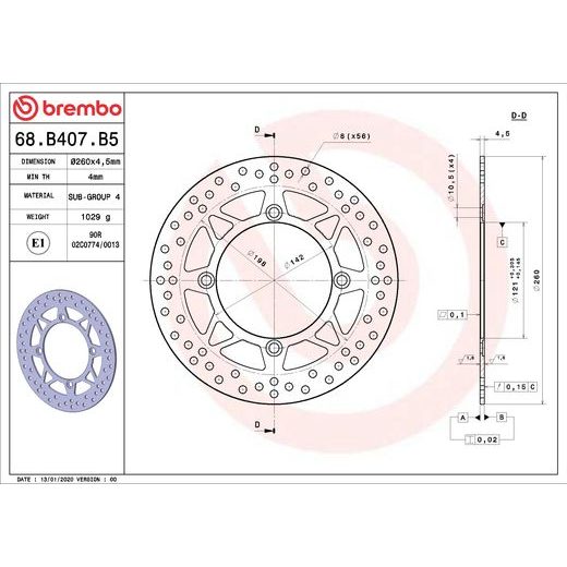 KOČIONA DISK BREMBO 68B407B5 FIX