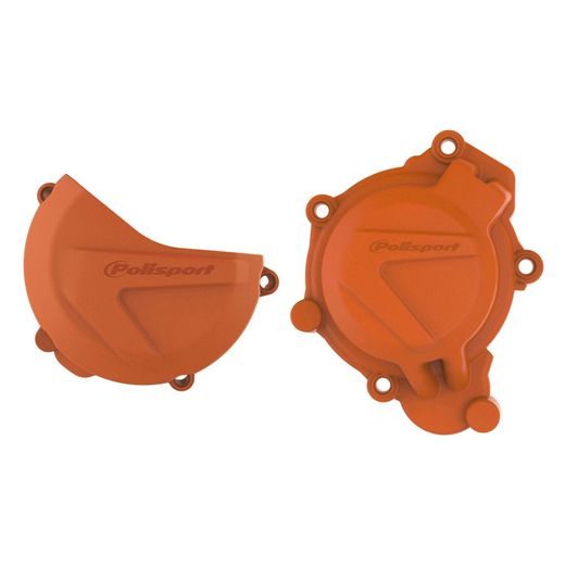 CLUTCH AND IGNITION COVER PROTECTOR KIT POLISPORT 90964 ORANGE