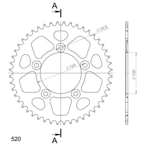 REAR ALU SPROCKET SUPERSPROX RAL-743:48-SLV SILVER 48T, 520