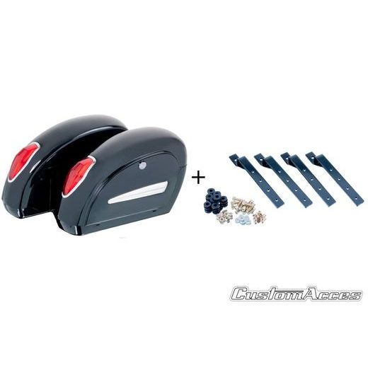 RIGID SADDLEBAG CUSTOMACCES SMALL AMZ003N CRNI PAIR, WITH KF UNIVERSAL SUPPORT