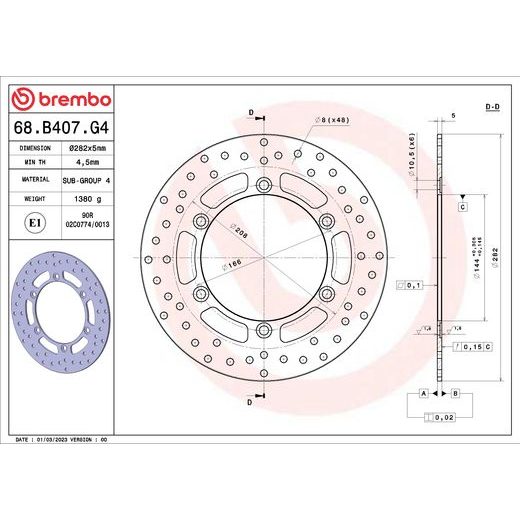 KOČIONA DISK BREMBO 68B407G4 FIX
