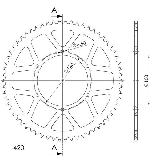 REAR ALU SPROCKET SUPERSPROX RAL-1133:58-RED CRVEN