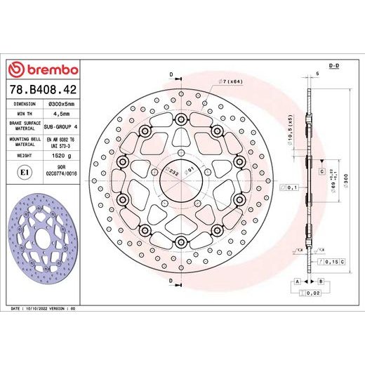 KOČIONA DISK BREMBO 78B40842 FLOATING