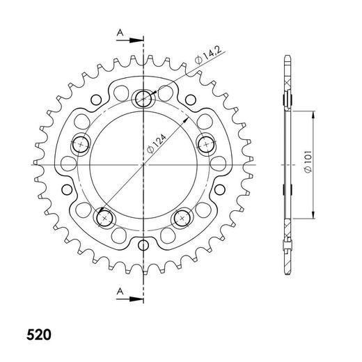 LANČENIK ZADNJI SUPERSPROX STEALTH RST-993:39-RED CRVEN 39T