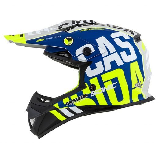 MOTOCROSS HELMET CASSIDA CROSS CUP SONIC JUNIOR MATT BLUE /FLUO YELLOW