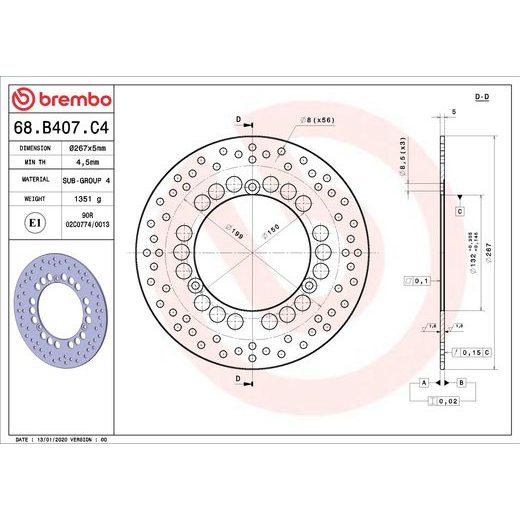 KOČIONA DISK BREMBO 68B407C4 FIX