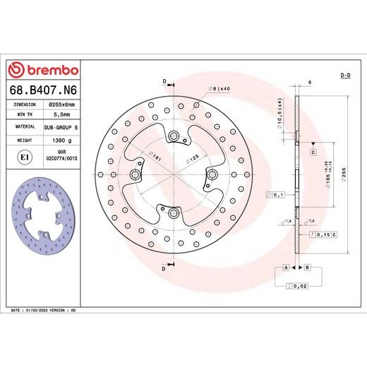 KOČIONA DISK BREMBO 68B407N6 FIX