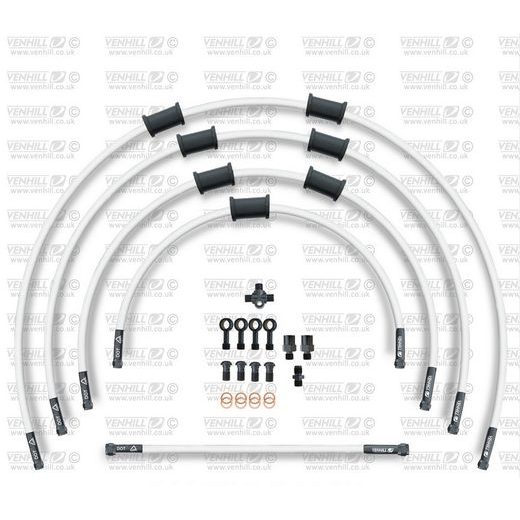 STANDARD FRONT BRAKE HOSE KIT VENHILL POWERHOSEPLUS SUZ-6014FB-WT (5 HOSES IN KIT) WHITE HOSES, BLACK FITTINGS