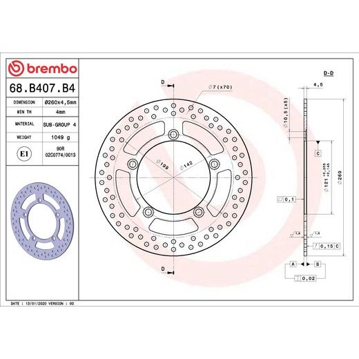 KOČIONA DISK BREMBO 68B407B4 FIX