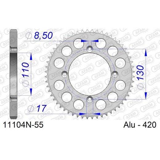 REAR ALU SPROCKET AFAM 11104N-55 55T, 420