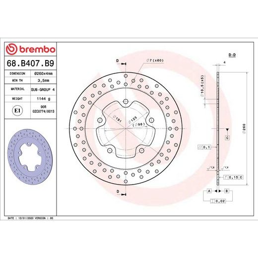 KOČIONA DISK BREMBO 68B407B9 FIX