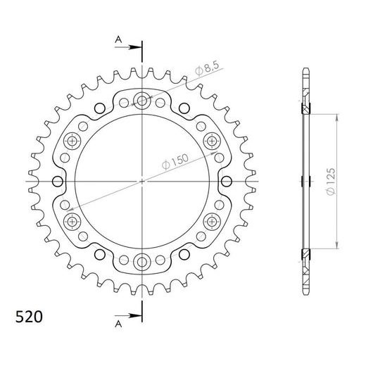LANČENIK ZADNJI SUPERSPROX STEALTH RST-990:39-BLK CRNI 39T, 520