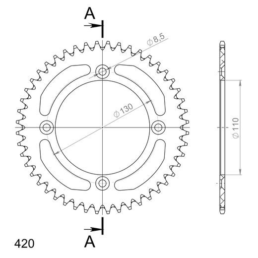 REAR ALU SPROCKET SUPERSPROX RAL-209:48-RED CRVEN 48T, 420
