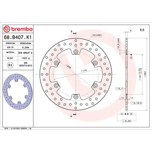 KOČIONA DISK BREMBO 68B407K1 FIX