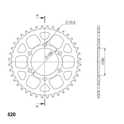 REAR ALU SPROCKET SUPERSPROX RAL-7094:40-GLD ZLATO 40T, 520