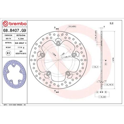 KOČIONA DISK BREMBO 68B407G9 FIX