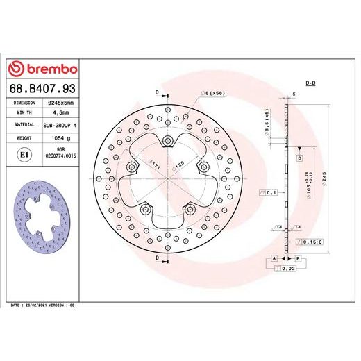 KOČIONA DISK BREMBO 68B40793 FIX