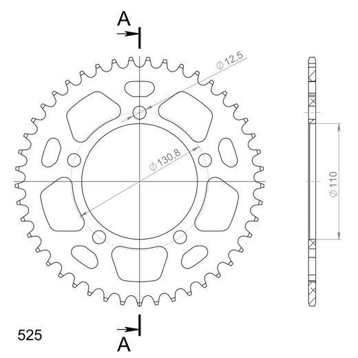 REAR ALU SPROCKET SUPERSPROX RAL-7:45-BLU PLAVI 45T, 525
