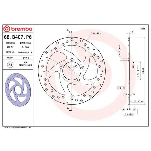 KOČIONA DISK BREMBO 68B407P6 FIX